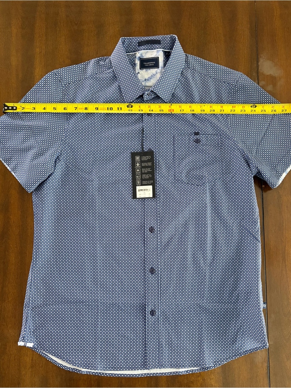 7 Diamonds Men’s Navy Micro-Pattern Short-Sleeve Button-Down Shirt